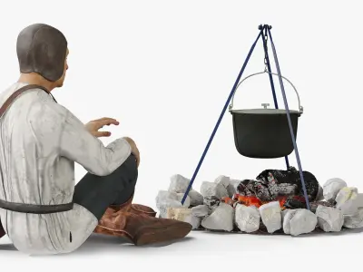  Medieval Peasant by Fire 