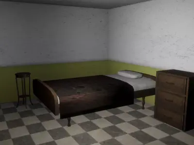 Horror room model for indie game Free low-poly 3D model
