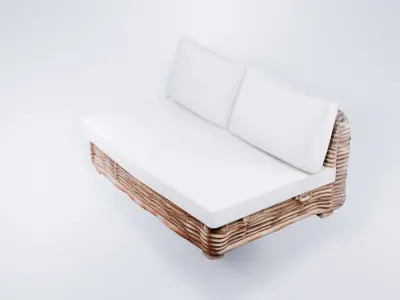 Stylized Low Poly Garden Loveseat  Outdoor 2-Seat Couch Model 3D model