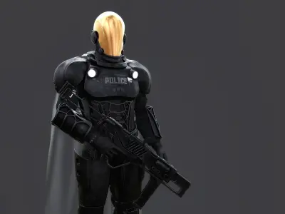 Futuristic Cyberpunk Police Enforcer 3D model