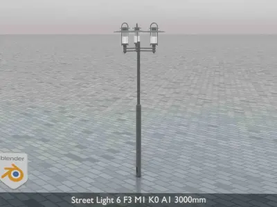 Street Light 6 F3 M1 K0 A1 3000mm  Low-poly 3D model