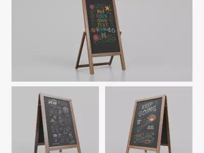 Customizable Rustic and Vintage Chalkboard Signs 3D Model Pack