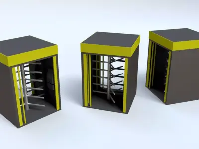 Construction Site Access Cabin   Turnstile Entry Low-poly 3D model