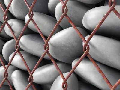 Gabion big gray pebble 3D model