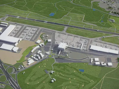 Luxembourg - Airport - LUX Low-poly 3D model