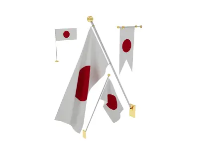 Flags of Japan 3D model