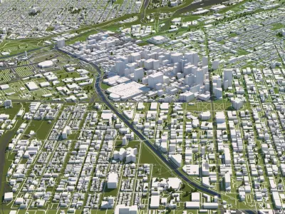 Denver 50x50km City 3D Map 3D model