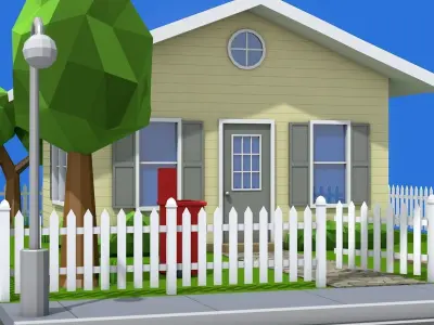 Low Poly Home house Low-poly 3D model