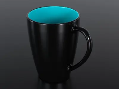 Latte Ceramic Mug with 10 Inside Color Variations Low-poly 3D model