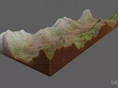 Terrain V03 Low-poly 3D model