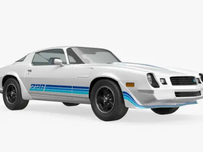  Chevrolet Camaro Z28 Retro Sports Car White Rigged for Cinema 4D 