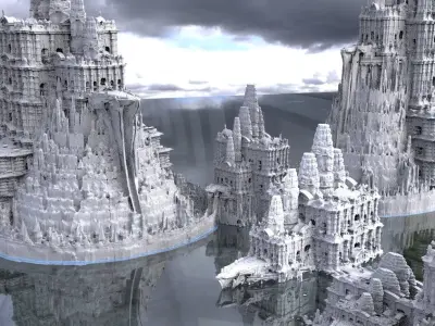 Ancient fantasy Mayan temple collection Kitbash 3D model