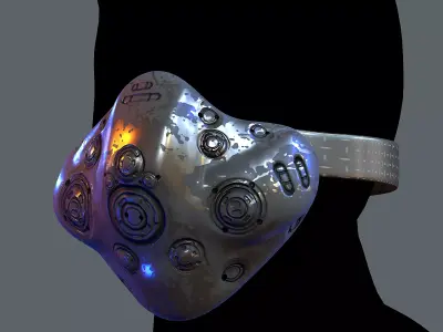 Gas mask helmet 3d model scifi Low-poly  Low-poly 3D model