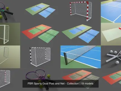 PBR Sports Goal Post and Net - Collection 3D Model Pack