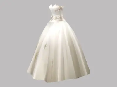 Ball Gown Low-poly 3D model