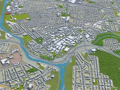 Saint Catharines Ontario Canada 25km Low-poly 3D model