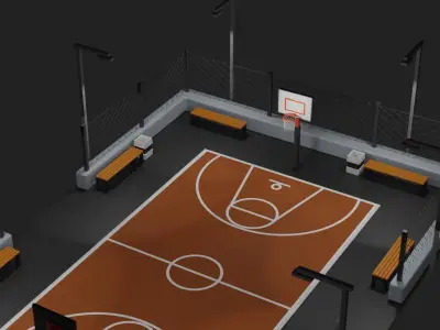 basketball court Low-poly 3D model
