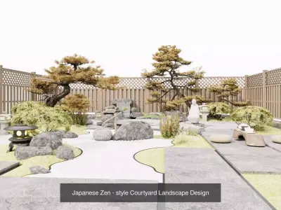 Japanese-style garden combination 3D Model Pack