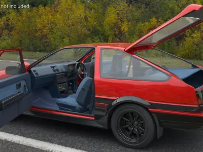  Toyota Sprinter Trueno AE86 Red Rigged for Maya 