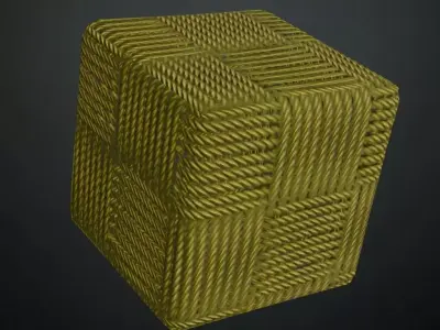 Yellow Basket Weave Rope Pattern PBR Seamless Texture