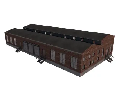industrial building warehouse 6 3D model
