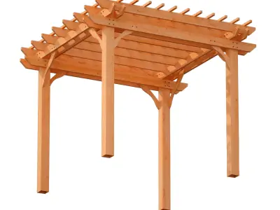 Wooden pergola Arbor made of wood 3D model