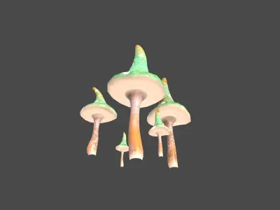 Fantasy Mushroom G09 Green Orange - Scene Backdrop Design Low-poly 3D model