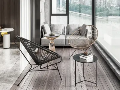 kitchen dining Modern living room 3D model