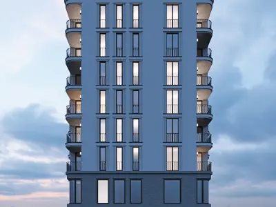Modern residential building 4 3D model