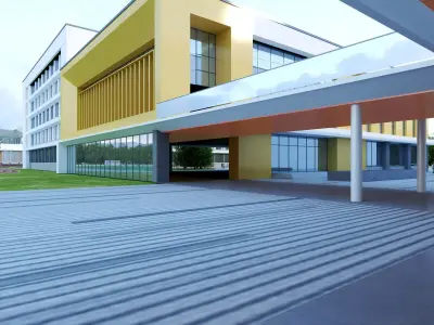 Modern school building 10 Low-poly 3D model
