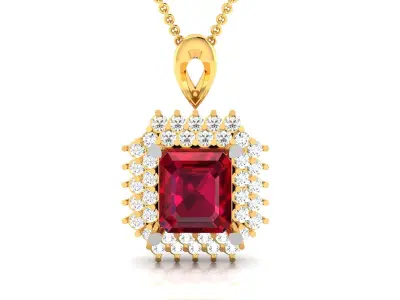 Women Princess Stone Pendant 3DM STL OBJ FBX Render Details 3D print model