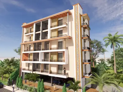 Modern Apartment Building - Luxury Residential Housing 3D model purchase