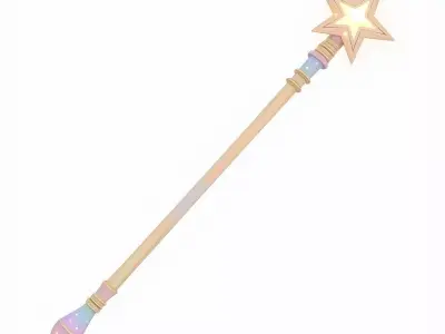 Golden Star Magical Girl Wand 3D Model Low-poly 3D model