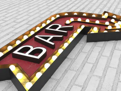 Large  Up Letters Light Bar Sign 3D model