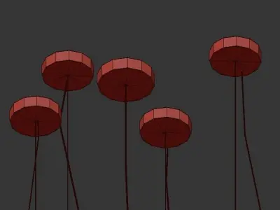 Maggie gold pendant light with balls hanging from it 3D model
