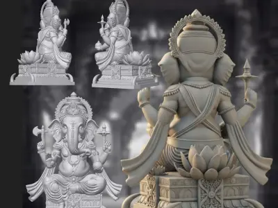 Ganesha on the Throne of Abundance 3D print model