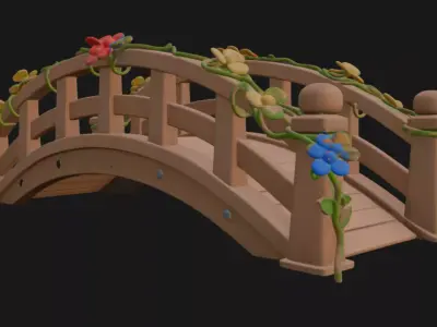 Pixar style cartoony bridge 3D model