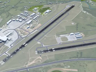 Blue Grass Airport Lexington 10km Low-poly 3D model