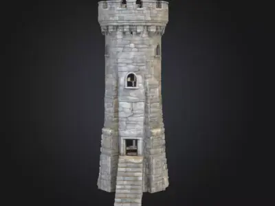 Stone Watchtower Low-poly 3D model
