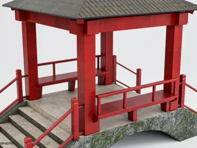 Japanese Bridge Low-poly 3D model