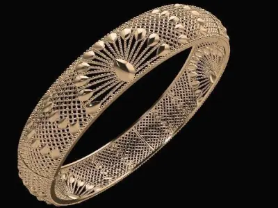 1436 Sunburst Lattice Gold Bangle 58MM-16gm 3D print model