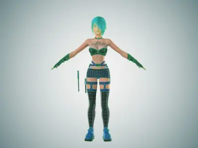 Keeler girl Low-poly 3D model Low-poly 3D model