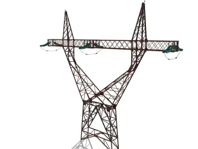 Electricity Pole 3 Weathered 3D model