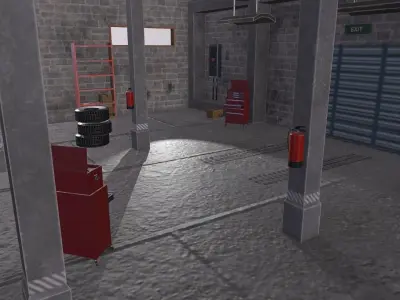 Garage autoservice Low-poly 3D model