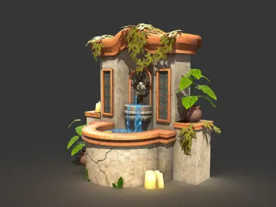 Fountain Low-poly 3D model shop