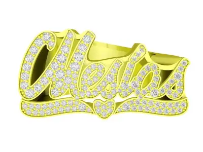 A7836 Hip Hop Letter Diamond Ring 3D print model
