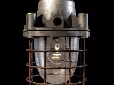 1970s Steel and Glass Nautical Caged Ship Light with Wrench 3D model