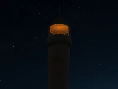 Lighthouse mosque under cloudy sky Free 3D model