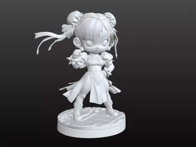 Chibi Martial Artist STL Cute Street Fighter 3D print model