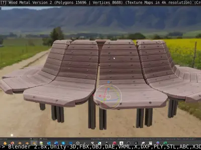  Round Tree Bench - 7 - Wood Metal Version 2 Low-poly 3D model